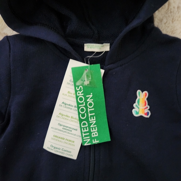 NWT United Colors of Benetton kids zipup hoodie with ears - Picture 2 of 5